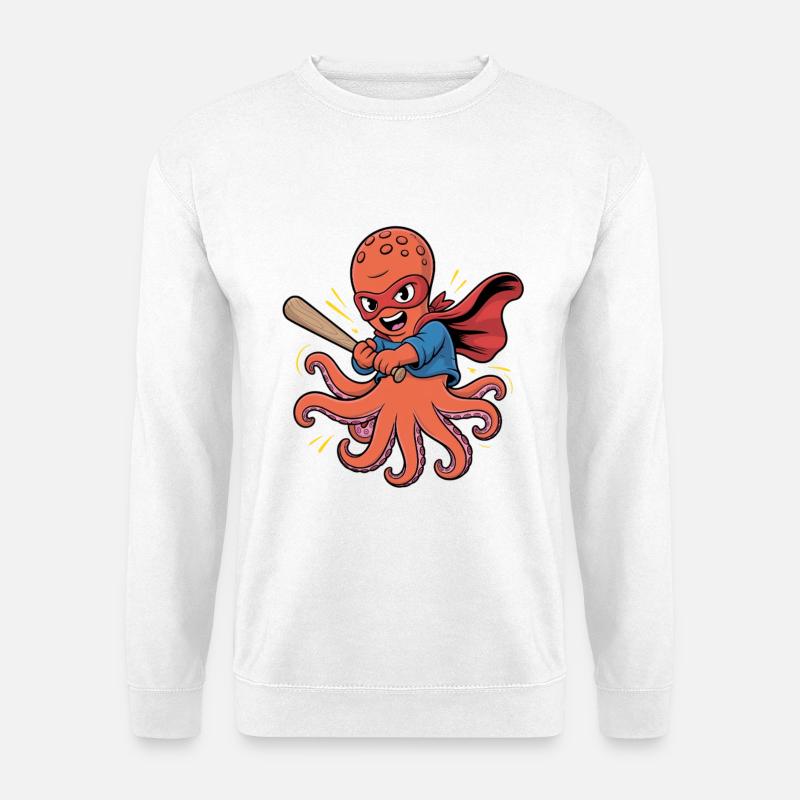 Baseball Oktopus Superheld - Unisex Pullover - Weiß