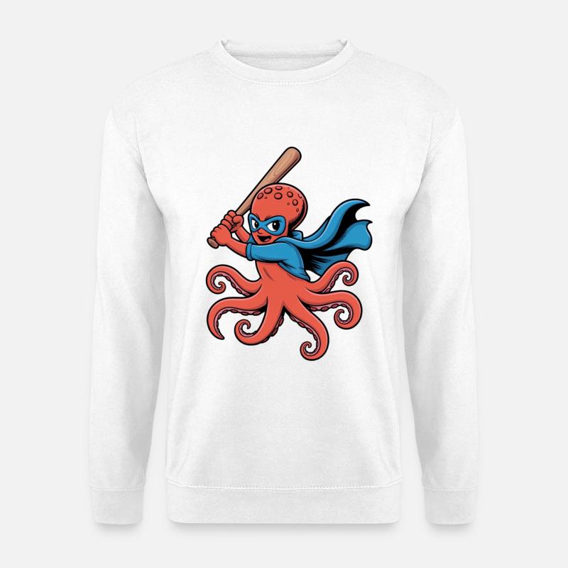 Baseball Oktopus Superheld - Unisex Pullover - Weiß