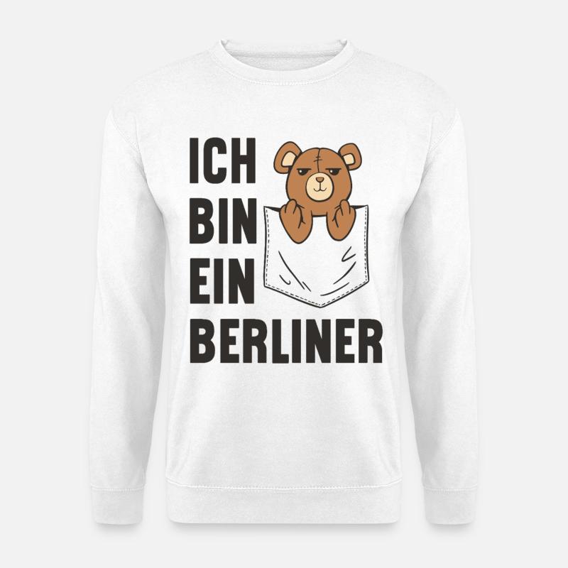 A cheeky pocket teddy bear! I am a Berliner - Unisex Sweatshirt - white