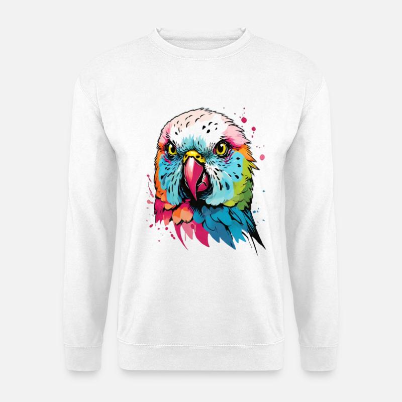Bunter Wellensittich Kunstdesign - Unisex Pullover - Weiß
