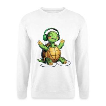 Music turtle with headphones - Unisex Sweatshirt - white - Front