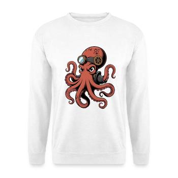 Oktopus Im Steampunk Stil Mit Monokel - Unisex Pullover - Weiß - Vorne
