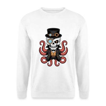 Oktopus Im Steampunk Stil Mit Monokel - Unisex Pullover - Weiß - Vorne