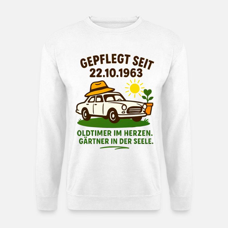 Oldtimer Herzgarten Saying - Unisex Sweatshirt - white