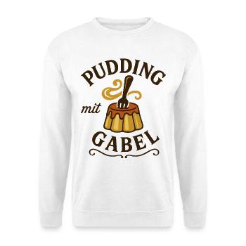 Pudding mit Gabel - Unisex Pullover - Weiß - Vorne