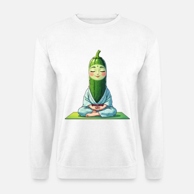 Gurkenkopf Meditationsfigur Kimono - Unisex Pullover - Weiß