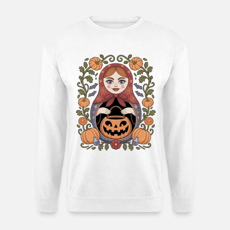Halloween Matroschka Kürbiszauber - Unisex Pullover - Weiß