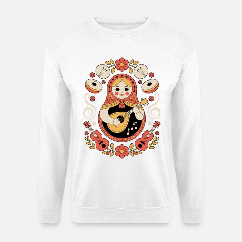 Matroschka Gitarren Folk Motiv - Unisex Pullover - Weiß