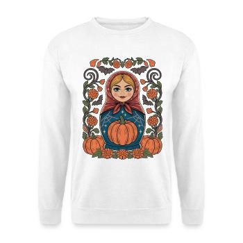 Herbstmatryoshka Kürbis - Unisex Pullover - Weiß - Vorne
