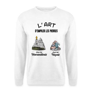 Marseille vs Nice Humour Entre Amis - Sweat-shirt Unisexe - blanc - Devant