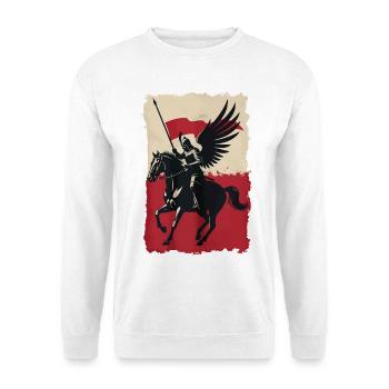Polnischer Husar mit Flaggendesign - Unisex Pullover - Weiß - Vorne