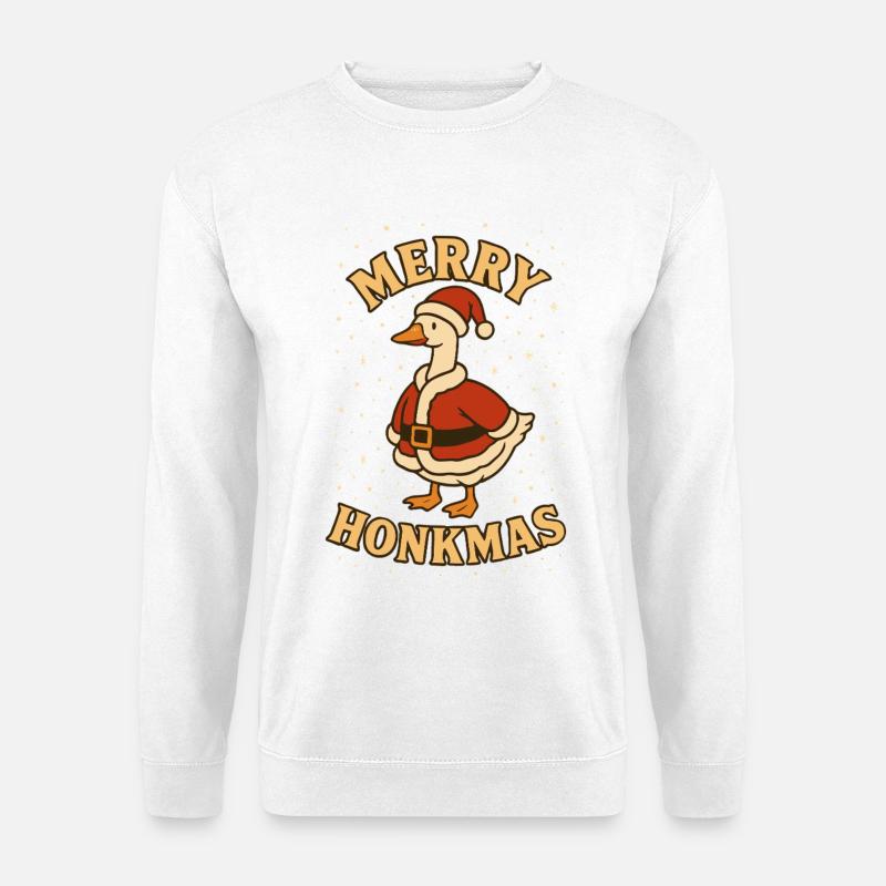 Weihnachtsgans Frohe Honkmas Weihnachtsmann Spaß - Unisex Pullover - Weiß