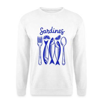 Sardinen Festmahl Blau Illustration - Unisex Pullover - Weiß - Vorne