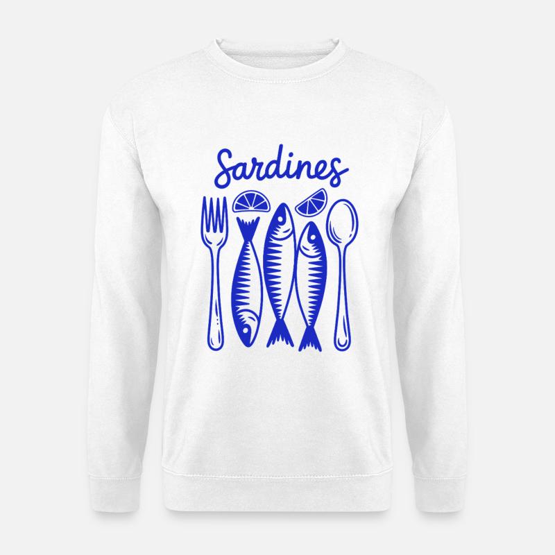 Sardines Feast Blue Illustration - Unisex Sweatshirt - white