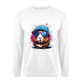 Lunettes de soleil cochon d’Inde - Sweat-shirt Unisexe - blanc - Devant