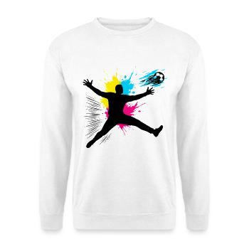 Fußball Torwart Sprung Mit Farbexplosion - Unisex Pullover - Weiß - Vorne