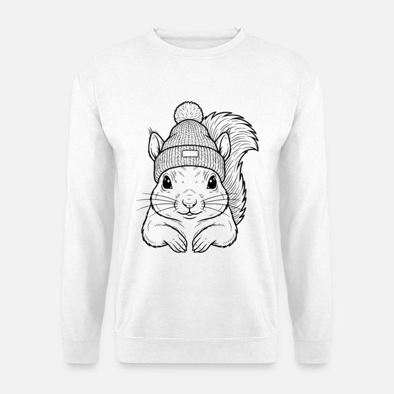 Süßes Eichhörnchen mit Mütze - Unisex Pullover - Weiß