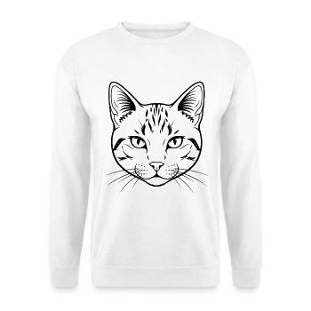 Minimalistischer Katzenkopf - Unisex Pullover - Weiß - Vorne
