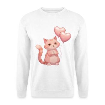 Chat rose avec des ballons en forme de cœur - Sweat-shirt Unisexe - blanc - Devant