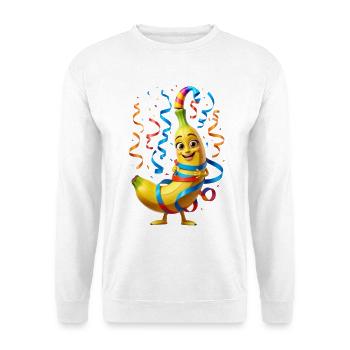 Bananenfeier: Party-Maskottchen Cartoon - Unisex Pullover - Weiß - Vorne