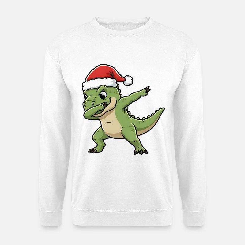 Weihnachts T-Rex Dab - Unisex Pullover - Weiß