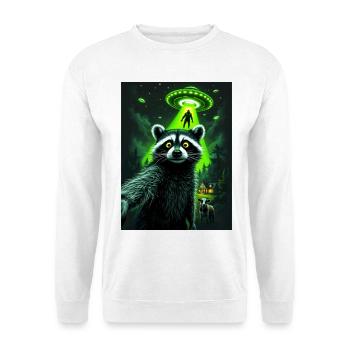 Waschbär UFO Überfall im Wald - Unisex Pullover - Weiß - Vorne