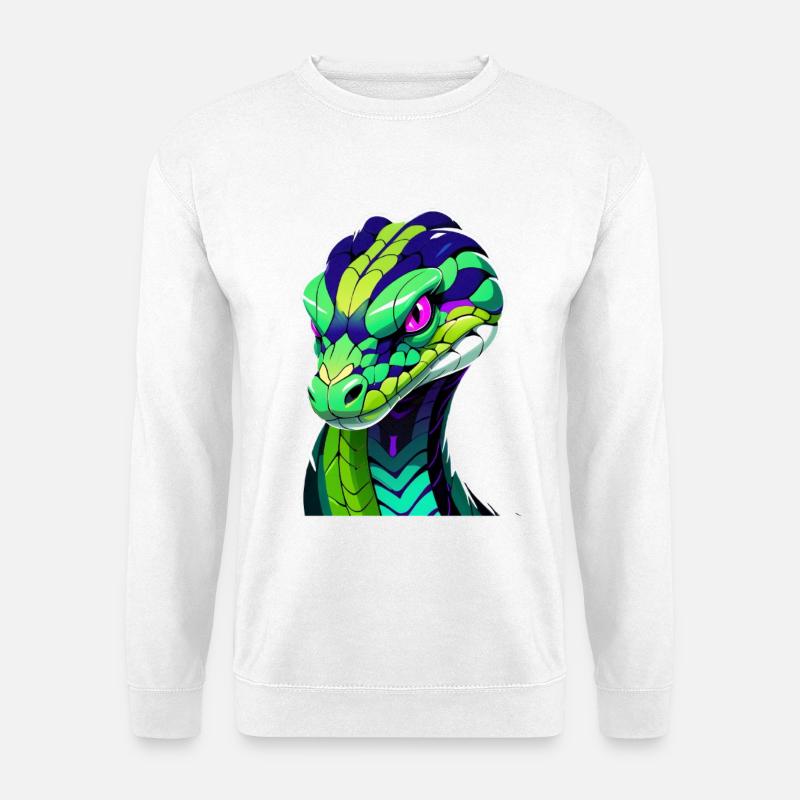 Bunte Schlange Kopf Illustration - Unisex Pullover - Weiß