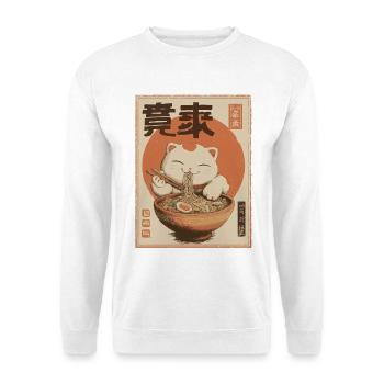 Lucky Cat Ramen Japan Streetwear Design - Unisex Pullover - Weiß - Vorne