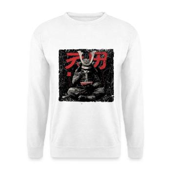 Samurai Cat Ramen Japan Streetwear Design - Unisex Sweatshirt - white - Front