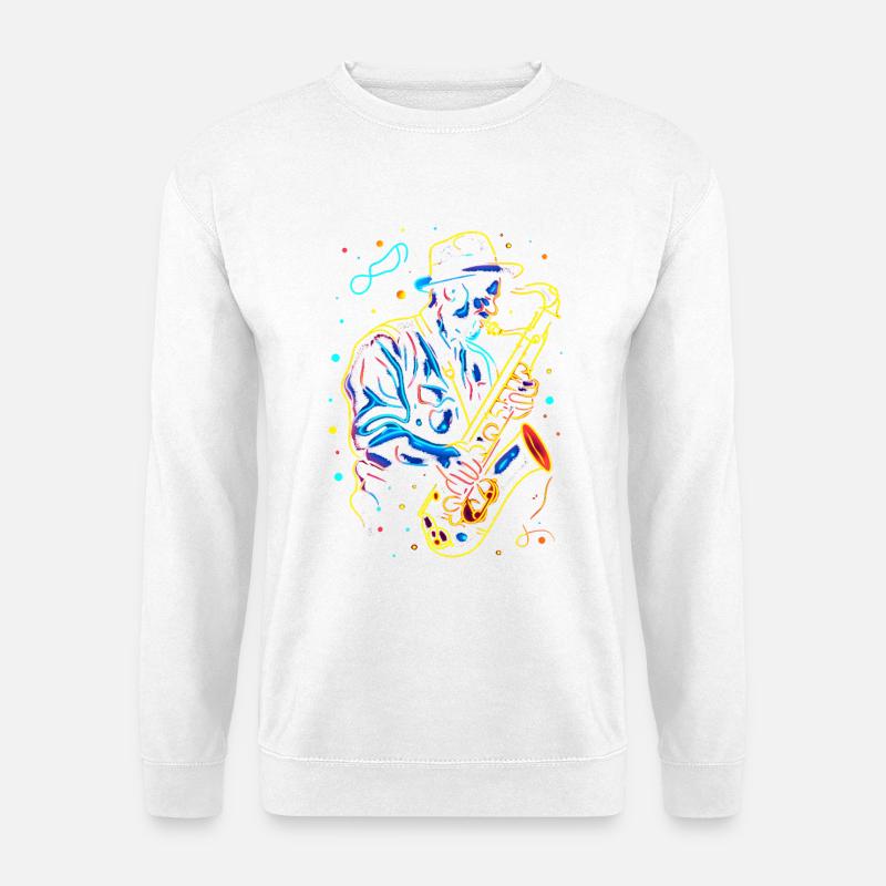 Saxophonist Großvater - Unisex Pullover - Weiß