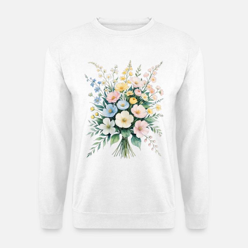 Pastellblumenstrauß Aquarell Bouquet - Unisex Pullover - Weiß