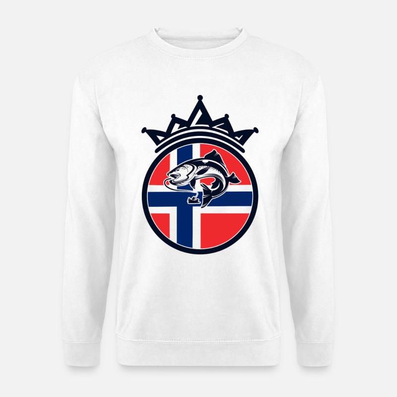 Norwegen Angeln Logo - Unisex Pullover - Weiß
