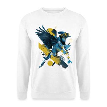 Lustiger Eichelhäher Mit Brille Kunst Vogel - Unisex Pullover - Weiß - Vorne