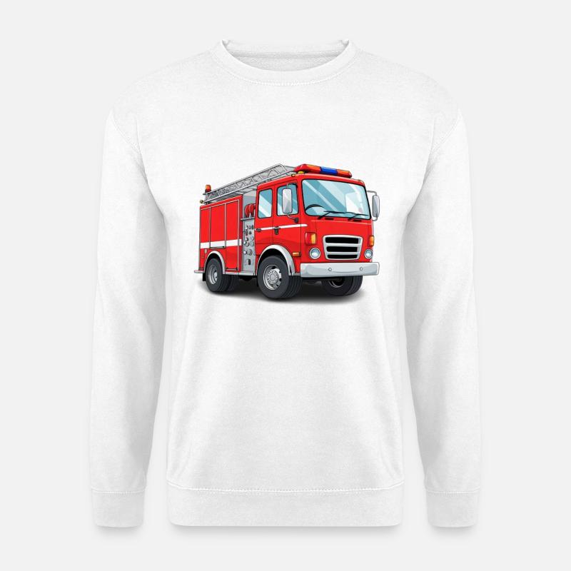 Fire truck illustration with blue light - Unisex Sweatshirt - white