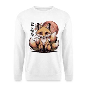 Chemise Kitsune – symbole de sagesse et de magie - Sweat-shirt Unisexe - blanc - Devant
