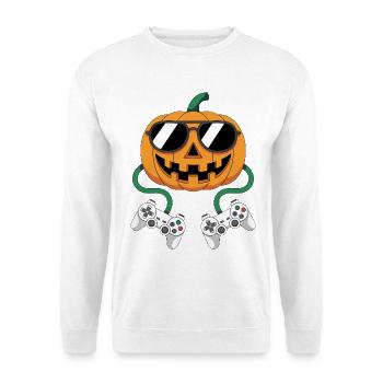 Gamer Halloween Gaming Pumpkin With Controller - Unisex Sweatshirt - white - Front