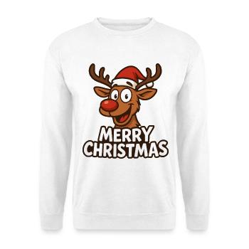 Lustiges Rentier Weihnachten - Unisex Pullover - Weiß - Vorne