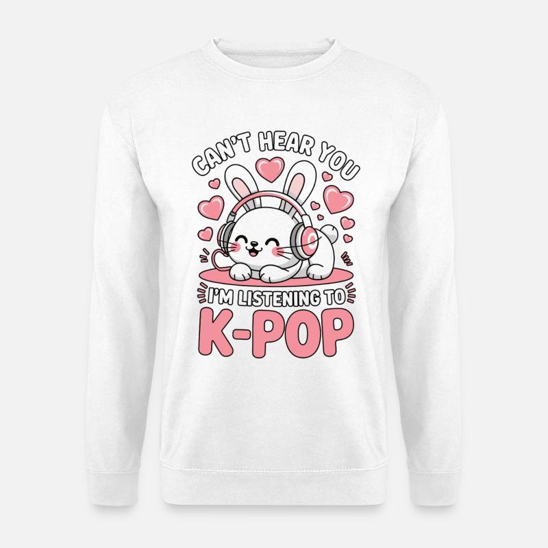 K-Pop Bunny mit Kopfhörern - Unisex Pullover - Weiß