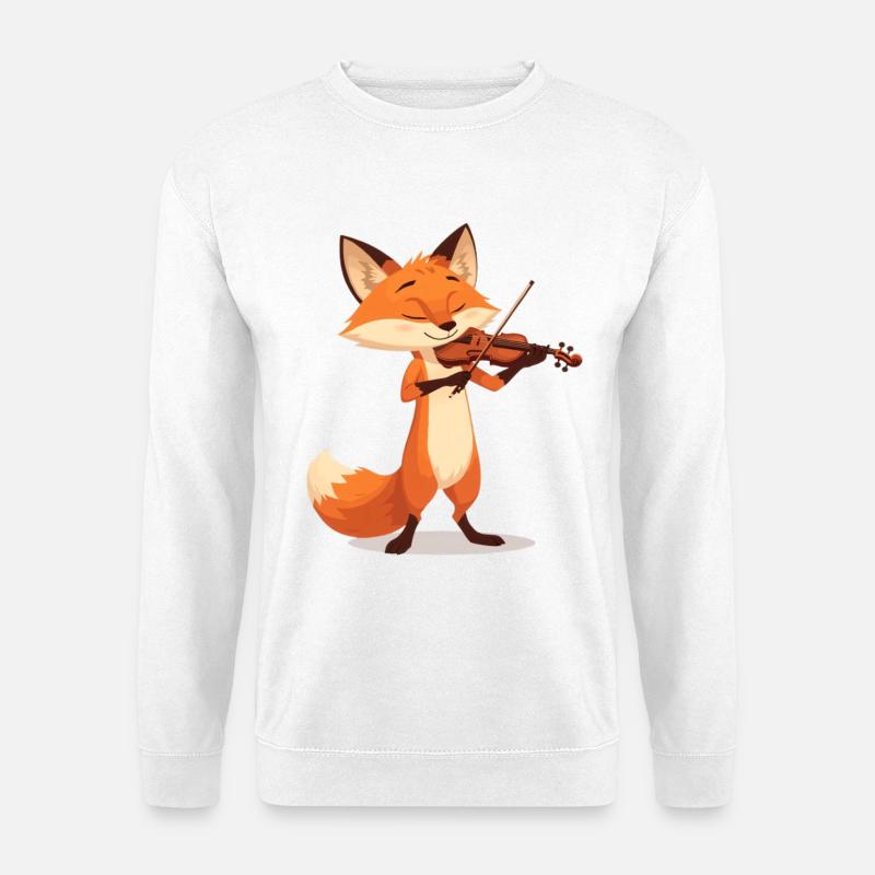 Fuchs Violine Fröhliche Melodien - Unisex Pullover - Weiß