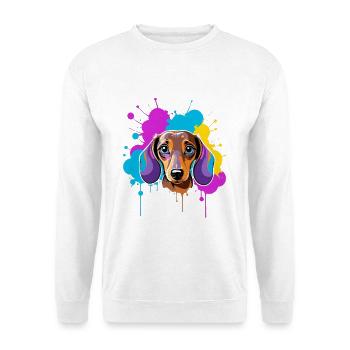 Colorful Dachshund Splatter Popart - Unisex Sweatshirt - white - Front