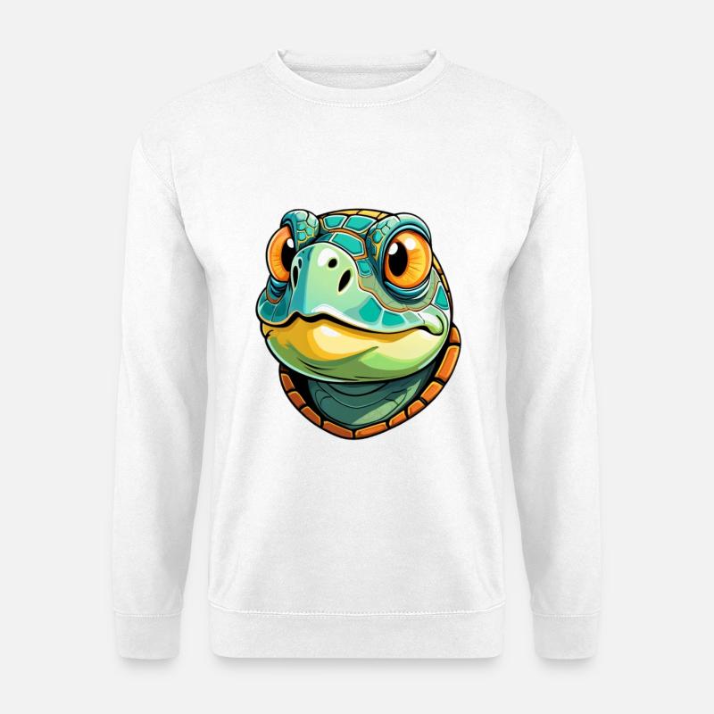 Fröhliche Cartoon Schildkröte - Unisex Pullover - Weiß