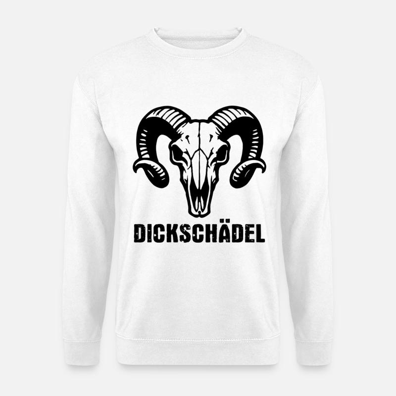 Widderkopf Schädel mit Hörnern - Dickschädel - Unisex Pullover - Weiß