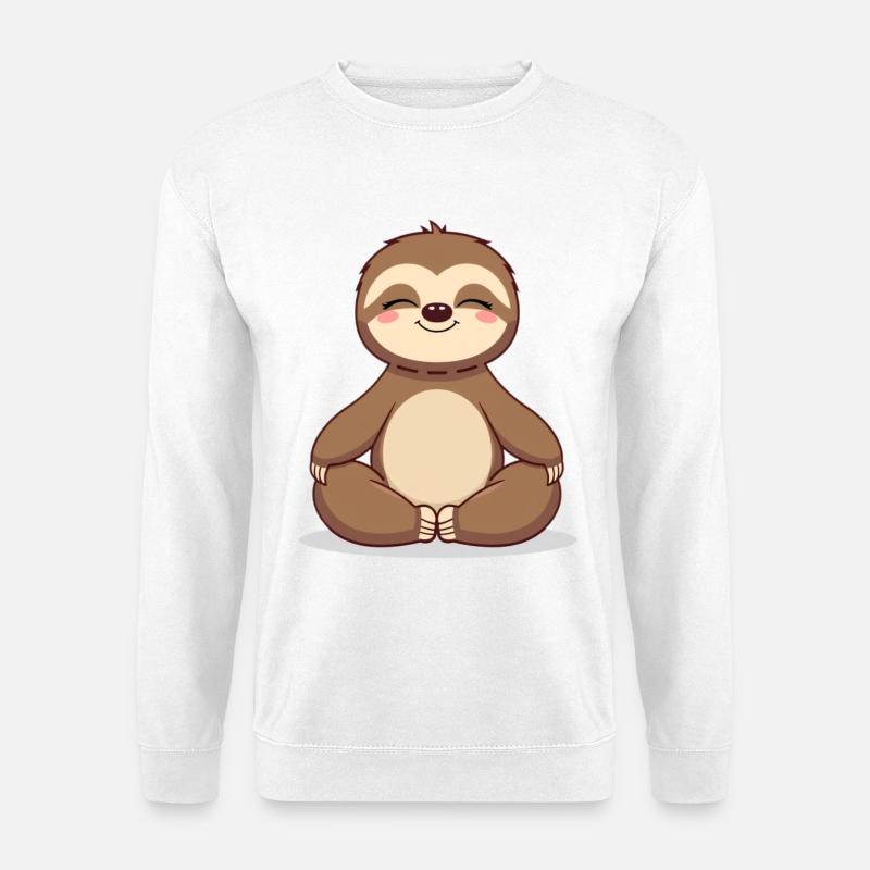 Meditierendes Faultier Zen-Stil - Unisex Pullover - Weiß