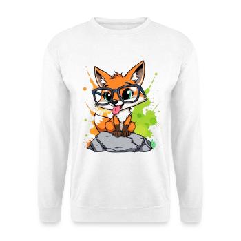 Spectacled fox on stone - Unisex Sweatshirt - white - Front