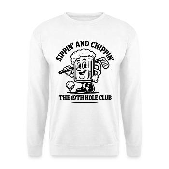 Schlürfen und Chippen im 19. Loch Club - Unisex Pullover - Weiß - Vorne