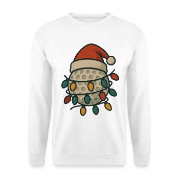 Funny Golf Ball with Santa Hat and Lights - Unisex Sweatshirt - white - Front
