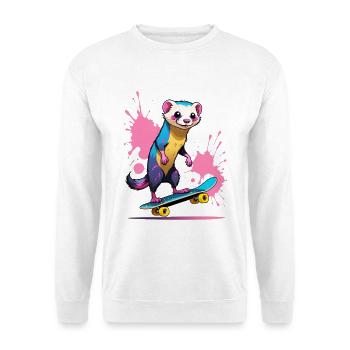 Buntes Skateferret Farbspritzer - Unisex Pullover - Weiß - Vorne
