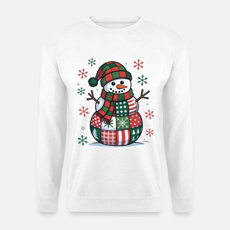 Schneemann Patchwork  - Unisex Pullover - Weiß