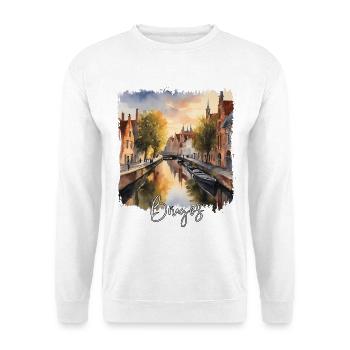 Brügge Aquarell, Brügge, Belgien - Unisex Pullover - Weiß - Vorne