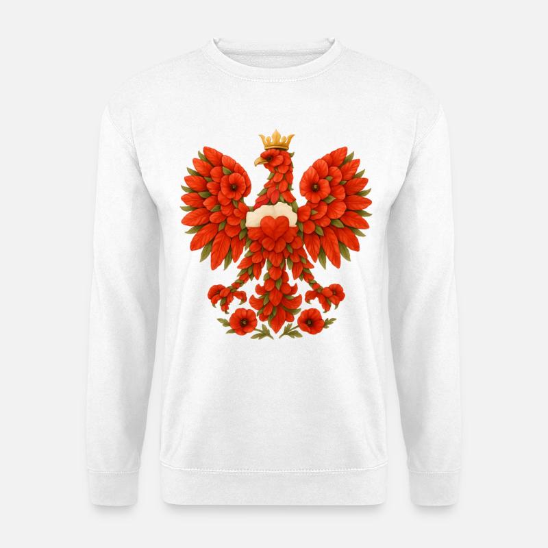 Polnischer Adler aus rotem Mohn - Unisex Pullover - Weiß